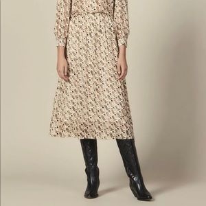 sandro printed lurex silk midi dress